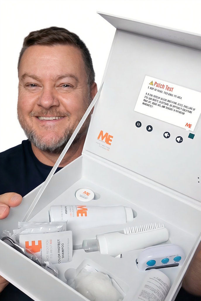 Happy customer with ME product box